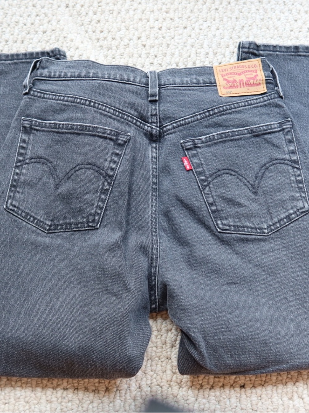 Levi's Women's Charcoal Straight Leg Jeans with Red Tab